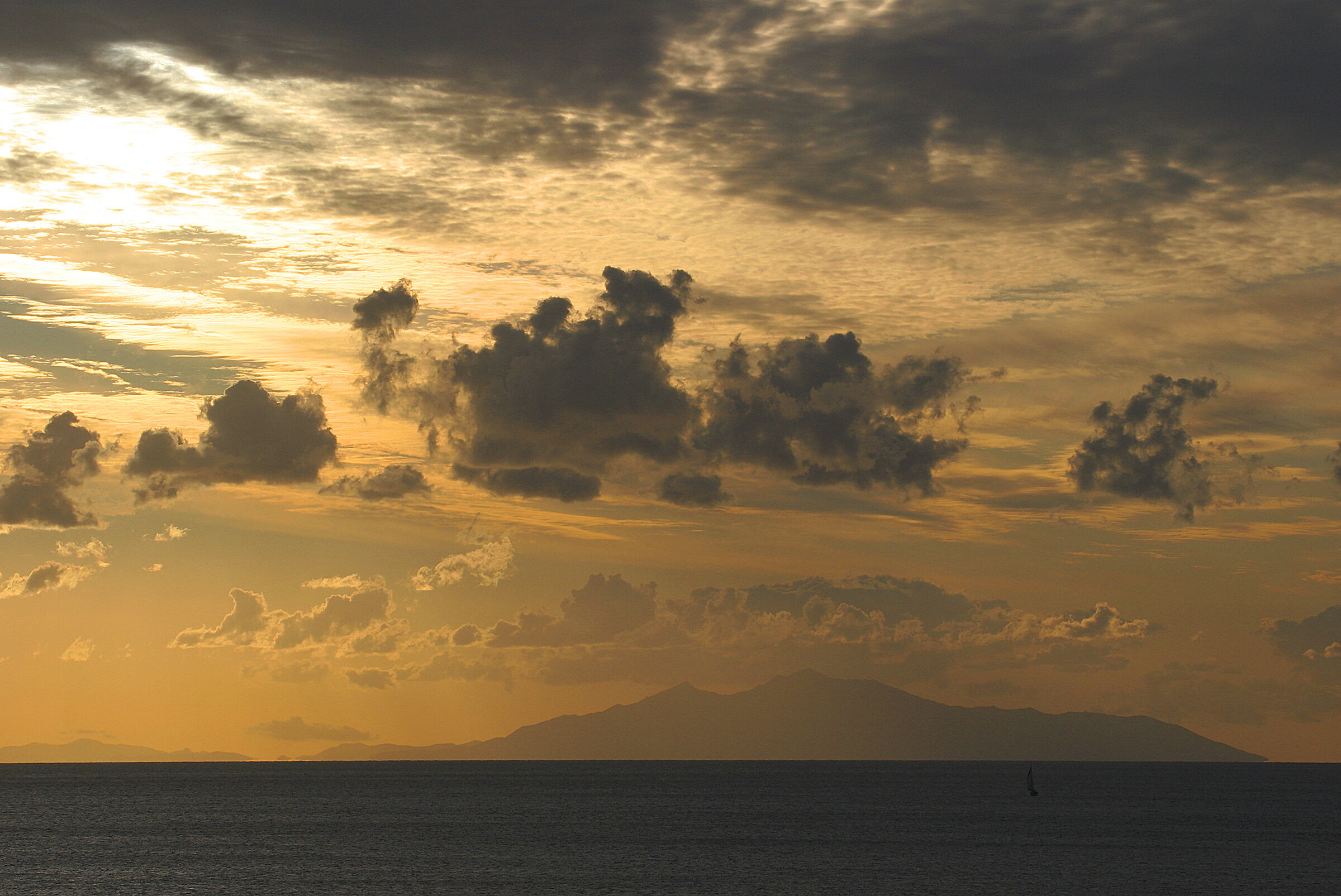 Island of Elba at dawn from Macinaggio - Corsica...