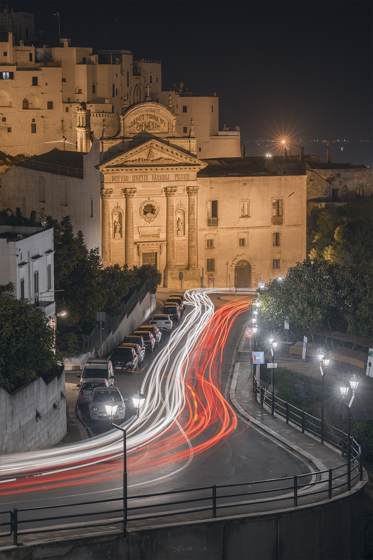 A glimpse of Ostuni with light trails...